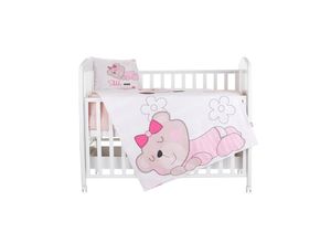 Chipolino Babybettwäsche 3-teilig, Decke 130 x 100 cm, Kissen 45 x 35 cm, Laken rosa