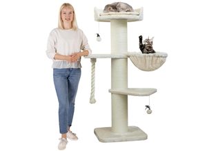 HAPPYPET Premium Kratzbaum Grosse Katzen Stabil 'Cooper' – 150 cm Großer Katzenbaum Creme