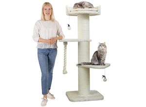 Premium Kratzbaum Grosse Katzen Stabil 'Freddy' – 150 cm Großer Katzenbaum Creme