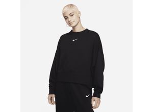 Nike Sportswear Collection Essentials extragroßes Fleece-Rundhals-Sweatshirt für Damen - Schwarz