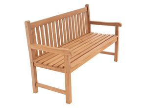 VCM 3-Sitzer Gartenbank Parkbank hochwertig Teak Holz behandelt Landhausstile braun Maße L. 150 x B. 60 x H. 90cm