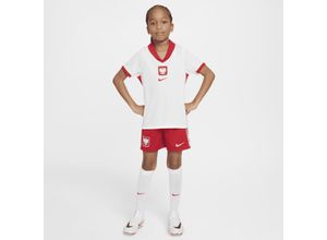 Polen 2024/25 Stadium Home Nike Dri-FIT Replica-Fußballshorts für ältere Kinder - Weiß