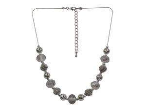 Steuer Modeschmuck Kette silberfarben Elemente in den Farben rauchgrau und silber