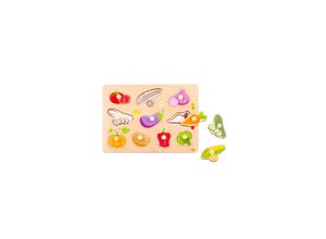 Tooky Toy Holzpuzzle TY855 Gemüse, 11-teilig, bunte Puzzleteile, Steckspielzeug bunt