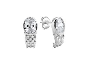 Zeeme Silber Ohrstecker 925/- Sterling Silber rhodiniert Zirkonia