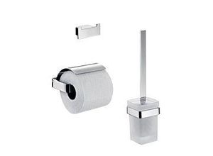 Emco Loft WC-Set 059800100 chrom, Papierhalter mit Deckel, Bürstengarnitur und Doppelhaken