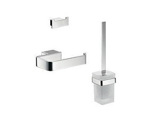 Emco Loft WC-Set 059800102 chrom, Papierhalter ohne Deckel, Bürstengarnitur und Doppelhaken