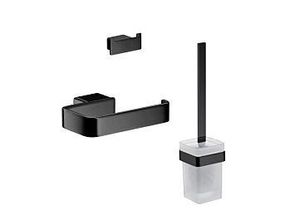 Emco Loft WC-Set 059813300 schwarz, Papierhalter ohne Deckel, Bürstengarnitur und Doppelhaken