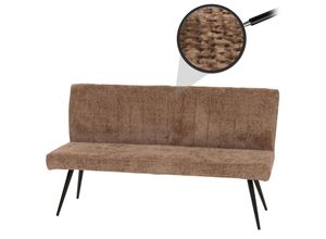 Sitzbank MCW-K16, Esszimmerbank Bank Polsterbank, Rückenlehne Stoff/Textil Chenille Metall 160cm ~ braun