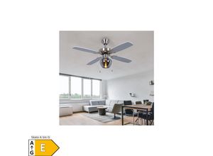 LED Deckenventilator, Retro-Look, Silber, Zugschalter, D 105 cm