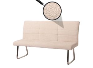 Sitzbank MCW-G55, Esszimmerbank Bank, Edelstahl gebürstet Stoff/Textil Chenille Öko-Tex, 160cm ~ creme