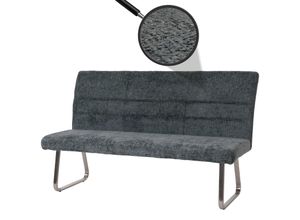 Sitzbank MCW-G55, Esszimmerbank Bank, Edelstahl gebürstet Stoff/Textil Chenille Öko-Tex, 180cm ~ blau-grün