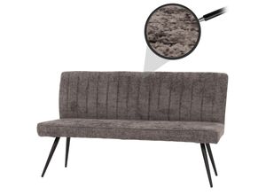 Sitzbank MCW-K16, Esszimmerbank Bank Polsterbank, Rückenlehne Stoff/Textil Chenille Metall 160cm ~ grau-braun