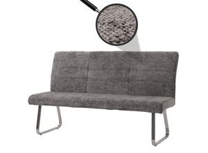 Sitzbank MCW-G55, Esszimmerbank Bank, Edelstahl gebürstet Stoff/Textil Chenille Öko-Tex, 180cm ~ dunkelgrau