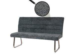 Sitzbank MCW-G55, Esszimmerbank Bank, Edelstahl gebürstet Stoff/Textil Chenille Öko-Tex, 160cm ~ blau-grün