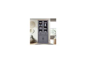 Inter Link FSC Vitrinenschrank Forenzo, Kiefer Massivholz - grau, oak Colori
