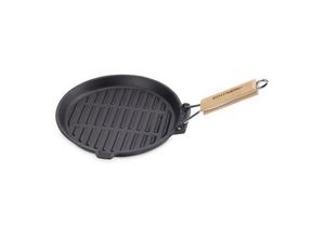 ECHTWERK Grillpfanne aus GUSS mit Holzgriff 23cm