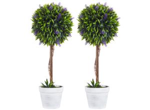 HOMCOM Kunstpflanze Lavendel 2er-Set Künstliche Pflanzen 60 cm Zimmerpflanze