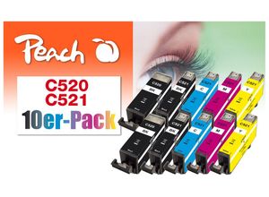 Peach 10er-Pack Tintenpatronen ersetzt Canon PGI-520, CLI-521