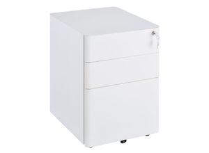 Vinsetto Rollcontainer, mobiler Aktenschrank mit 3 Schubladen, Büroschrank, Aufbewahrung, Stahl, Weiß, 39 x 48 x 59 cm