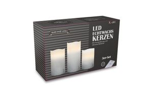 X4-LIFE LED Echtwachskerzen mit Wellenrand und Silberverlauf 3er Set inkl. Fernbedienung