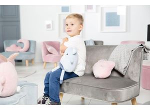 Roba Kindersofa „Lil Sofa“, bequeme Kindercouch, stabile Holzfüße, Samtstoff grau