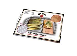 Jim Beam Edelstahl Grillauflage mit Zedernholz-Platte