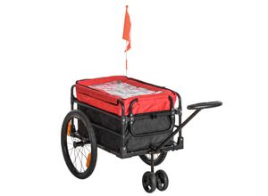 HOMCOM 2-in-1 Fahrradanhänger Lastenanhänger 40 kg Belastbarkeit Schwarz+Rot