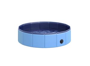 PawHut Hundepool Planschbecken Schwimmbecken Schwimmbad Blau Ø80 x H20 cm