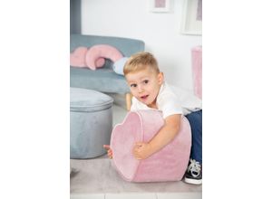 Roba Kinderhocker in Herzform „Lil Sofa“, bequemer Hocker mit Samtstoff in Mauve bezogen, Pouf