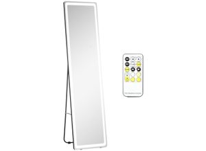 HOMCOM 2 in 1 Standspiegel, Ankleidespiegel, Ganzkörperspiegel mit LED, Silber