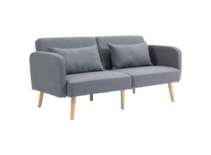 HOMCOM 3-Sitzer Schlafsofa 2-Sitzer Klappbett mit Bettfunktion 2 Wurfkissen