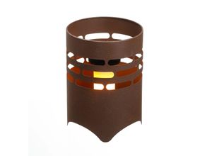 Gartenfreude AMARE Solar Garten Windlicht Feuerstelle in moderner Rostoptik Warmweiß mit Flammeneffekt, rund, 18,5 x 18,5 x 25,5 cm, Dämmerungssensor