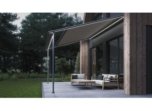 SPETTMANN Pergola-Markise FLEX, Gestell anthrazit, Uni grau, 500x400cm mit Funkmotor, LED-Beleuchtung