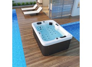 TroniTechnik Outdoor Whirlpool LEVANZO inkl. Heizung, Hydromassage, Farblicht, 190x135cm 450 Liter