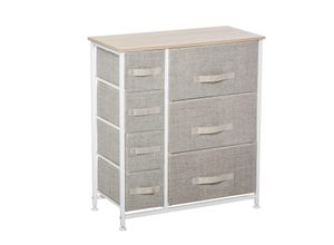 HOMCOM Kommode, Sideboard, 7 Stoffschubladen, Metallgestell, Hellgrau