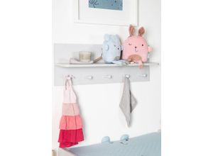 Roba Wandgarderobe 'Maren 2', Wandregal im Baby- & Kinderzimmer, 1 Ablage, 5 Haken, Lichtgrau, Weiß