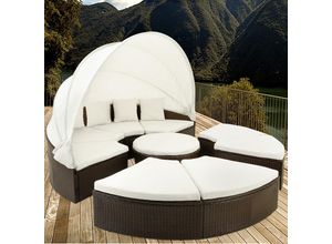 Casaria Sonneninsel Polyrattan mit Sonnendach 230 x 230 x 65cm braun/creme