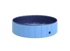 PawHut Hundepool Planschbecken Schwimmbecken Schwimmbad Blau Ø120 x H30 cm