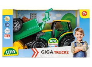 LENA GIGA TRUCKS Traktor mit Schaufel und Anhänger, Schaukarton