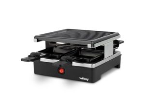 WEASY Wëasy Raclette Gerät und Grill LUGA40, 4 Personen, Antihaftbeschictung, 600 W, Edelstahl, schwarz