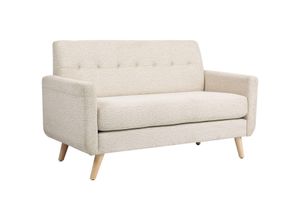 HOMCOM 2 Sitzer Sofa, Couch mit Dickem Sitz- und Rückenkissen, Samtoptik, Beige