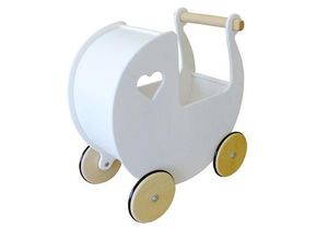 Dänischer Designer Holz-Puppenwagen (weiß) / dolls pram white