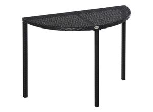 Outsunny Balkontisch, halbrund Polyrattan + Metall Schwarz 100 x 50 x 74 cm