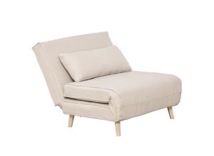 HOMCOM Einzelsofa Schlafsofa Sofabett Klappsofa verstellbar Rückenlehne Liege nordisch skandinavisch 25D Schaumstoff Haus Leinenimitat Tannenholz Cremeweiß