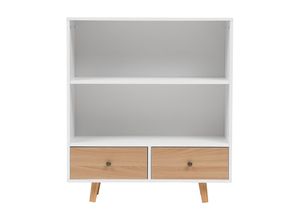 Happy Home Sideboard Kommode offenes Regal mit 2 Schubladen HWR18-WEI weiß