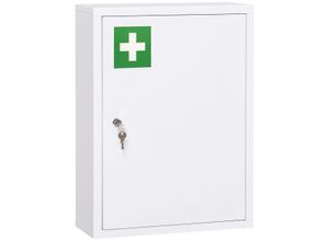 kleankin Medizinschrank, Apothekerschrank mit 3 Fächern, 2 Schlüsseln, Stahl