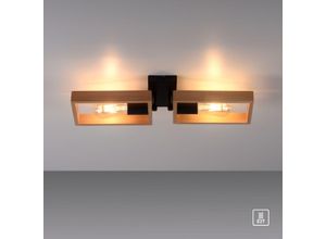 LeuchtenDirekt Deckenleuchte FRAME, 2xE27/max. 60W, Innenleuchte, IP20, Metall und Holz