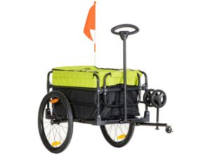 HOMCOM 2-in-1 Fahrradanhänger Lastenanhänger 40 kg Belastbarkeit Schwarz+Gelb