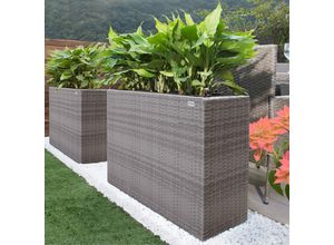 Casaria Blumenkasten Polyrattan 4er 95x60x27cm grau